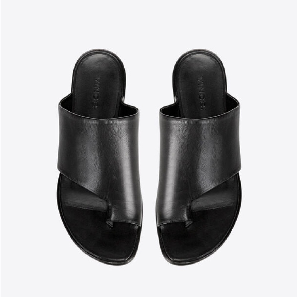 NWT VINCE Edris Toe Loop Slide Sandals In Black - Picture 3 of 5